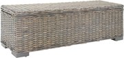 vidaXL Ladă depozitare gri 110 cm ratan kubu natural/lemn masiv mahon