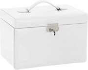 vidaXL Cutie de bijuterii cu 3 straturi cu oglindă încuiată albă