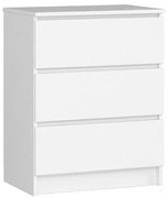 Comoda cu 3 sertare, alb, 60*77*40 cm