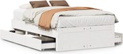 vidaXL Cadru pat fără saltea/cu sertare alb 135x190 cm lemn masiv pin