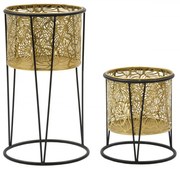 Set 2 suporturi pentru ghivece aurii / negre din metal, ∅ 21 - ∅ 19 cm, Leavy Mauro Ferretti