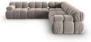 Coltar modular Bellis cu 5 locuri si tapiterie din catifea, bej