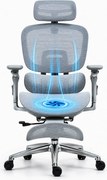 VIGOCHAIR ULTRA PRO VENT/ROLLER Scaun ergonomic, sezut cu ventilatie, spatar reglare verticala, suport lombar cu role masaj si incalzire, sezut translatie, cotiere 6D, suport picioare, Full Mesh, Gri