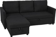 HOMCOM Canapea Extensibilă cu 3 Locuri și Șezlong Convertibil, Canapea de Colț Pliabilă cu Compartiment de Depozitare și 3 Perne Detașabile, Material Textil cu Efect de In, Living, 192x148x86cm, Gri Închis | Aosom Romania