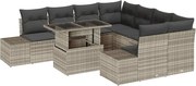 vidaXL Set de canapele pentru grădină 9 pcs Gri deschis poliratan