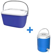 Set lada frigorifica si termos Kale Termos BUZZI 77774, 20+4.5 L, Robinet de turnare, Maner, Izolatie poliuretanica, Albastru/Alb