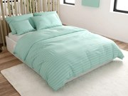 Lenjerie de pat hoteliera din microfibra JASMINE menta - dunga 2 cm Dimensiunile lenjeriei: 70 x 90 cm | 140 x 200 cm