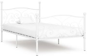 vidaXL Cadru de pat cu bază din șipci, alb, 90 x 200 cm, metal