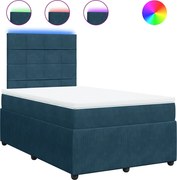 vidaXL Pat box spring cu saltea, albastru, 120x200 cm, catifea