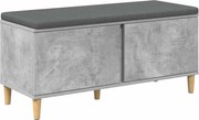 vidaXL Bancă pentru hol cu pernă cu ușă Gri Beton 100 x 38 x 46 cm