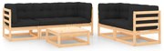 vidaXL Set mobilier de grădină cu perne, 6 piese, lemn masiv de pin