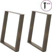 vidaXL Picioare de masă în formă de U, 2 buc., oțel natural, 80x(72-73) cm