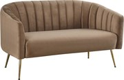 Canapea de design cu 2 locuri, ţesătură Velvet maro/gold crom-auriu, BAGY