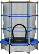 HOMCOM Trambolină Elastică pentru Copii cu Plasă de Siguranță și Țevi Căptușite, Vârstă 3-10 Ani, Ø140x190 cm, Albastru | Aosom Romania