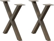 vidaXL Picioare pentru masă de cafea în formă de X, 2 buc., oțel natural, 60 x (42-43) cm