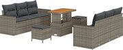 vidaXL Set de canapele pentru grădină 9 pcs Gri poliratan