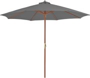 vidaXL Umbrelă de soare de exterior, stâlp din lemn, 300 cm, antracit