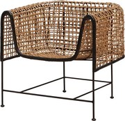 Fotoliu impletit din rattan, cu bordura decorativa neagră, "Asano"