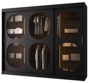 Dulap de haine 250 cm Boomer 2 (Negru) (cu iluminat). 1126270