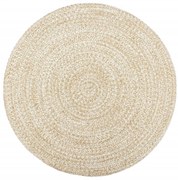 Covor manual, alb si maro, 240 cm, iuta