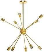 HOMCOM Lustră Suspendată Stil Sputnik, Metal Auriu, 10 Lumini, Ideală pentru Bucătărie, Sufragerie, Dormitor, 65x65x78.5 cm | Aosom Romania