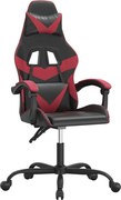 vidaXL Scaun de gaming pivotant, negru și roșu vin, piele ecologică
