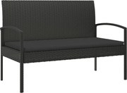vidaXL Bancă de grădină cu pernă, negru, 105 cm, poliratan