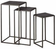 Set masute laterale inalte Fanna din lemn de tec mat negru de la 30 cm