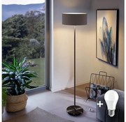 Lampă de podea LED TUNJA, 1xE27/20W/230V, Ø 38 cm, negru/maro