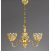 Candelabru 3 brate design italian din alama si sticla chihlimbar 4320