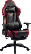 RESIGILAT- DOWINX Scaun gaming, ergonomic, pernă lombară cu masaj, suport pentru picioare, piele PU matlasata, respirabila, cotiere 4D, rezistent 150 kg, Negru/Rosu
