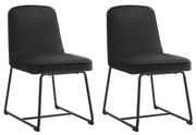 Set de 2 scaune de sufragerie din catifea, scaun tapițat cu spătar pentru sufragerie/living, 46x45x81,5 cm, Negru