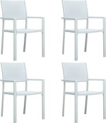 vidaXL Scaune de grădină, 4 buc., alb, plastic, aspect ratan