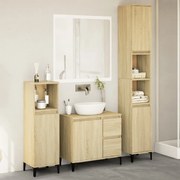 vidaXL Set mobilier de baie, 3 piese, stejar sonoma, lemn prelucrat