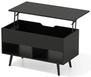 Măsuță de cafea cu blat ridicabil, neagră