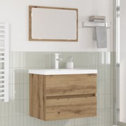 vidaXL Set de mobilier pentru baie Pe perete 3 pcs Stejar negru