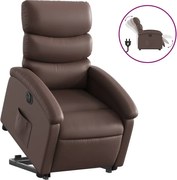 vidaXL Fotoliu rabatabil electric cu ridicare, maro, piele ecologică