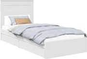 vidaXL Pat cu storage cu headboard Alb 90 x 200 cm Lemn compozit