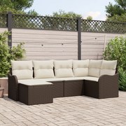 vidaXL Set de canapele pentru grădină cu pernă 6 pcs Maro Rattan poli