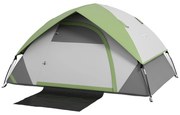 Outsunny Cort de Camping cu 3 Locuri, Geam din Plasă și Cârlig Felinar, Cort de Camping din PE, 270x210x150 cm, Verde | Aosom Romania