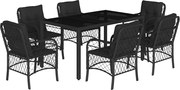 vidaXL Set mobilier de grădină cu perne, 7 piese, negru, poliratan