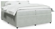 vidaXL Pat box spring cu saltea, gri deschis, 200x200 cm, catifea