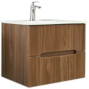 Mască de baie Trent 60 cu chiuvetă ceramică, 2 sertare, stejar apus de soare