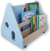 Biblioteca Montessori cu roti, in forma de casuta BOOKY Pearl Albastru