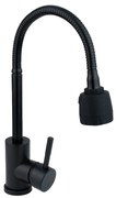 Baterie bucatarie lebada pipa flexibila perlator 2 functii,negru mat TRENDY'S
