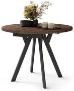 Mazzoni ALDO Stejar Maro/picioare negre - MASĂ ROTUNDĂ EXTENSIBILĂ CU PICIOARE ÎN FORMĂ DE Y STIL LOFT PENTRU SALON/SUFRAGERIE