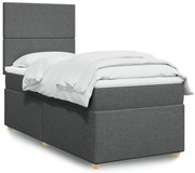 vidaXL Pat box spring cu saltea, gri închis, 80x200 cm, textil