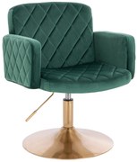 HR802N Scaun Verde din Catifea cu Bază Aurie