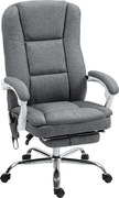 HOMCOM Scaun de Birou Masaj cu 6 Puncte, Încălzire și Suport pentru Picioare, Scaun Ergonomic Rabatabil Rotativ din Stofă Tip In Respirabil cu Telecomandă și Înălțime Reglabilă, Gri | Aosom Romania