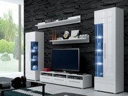 Mobilier living Ramon I (alb + alb lucios) (cu iluminat). 611012